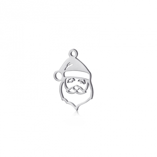Bild von 304 Edelstahl Charms Weihnachten Weihnachtsmann Silberfarbe Hohl 20mm x 15mm, 5 Stück
