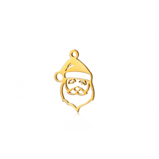 Bild von 304 Edelstahl Charms Weihnachten Weihnachtsmann Vergoldet Hohl 20mm x 15mm, 5 Stück
