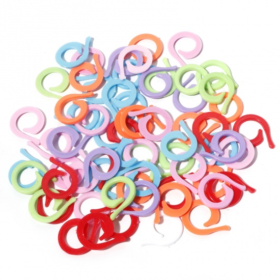 Picture of Plastic Knitting Stitch Markers Spiral At Random Color Mixed 20mm x 17mm, 100 PCs