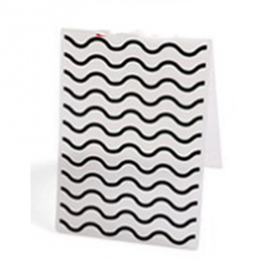 Picture of Plastic Embossing Folders Template Rectangle White Wave Pattern 14.8cm x 10.5cm, 1 Piece