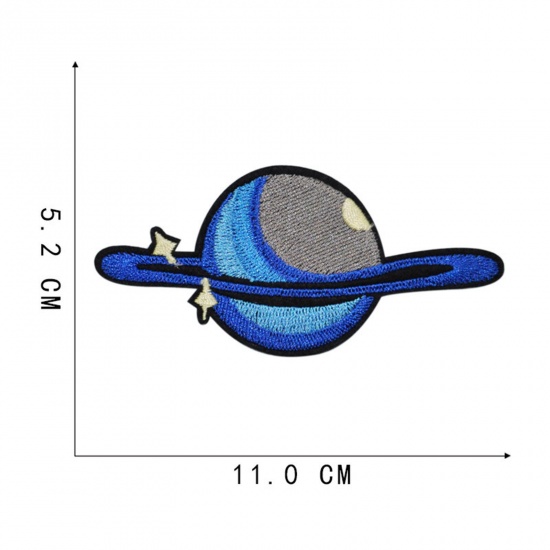 Image de Patchs (Dos Avec Colle) DIY Scrapbooking Artisanat en Polyester Galaxie Multicolore Planète 11cm x 5.2cm, 5 Pcs