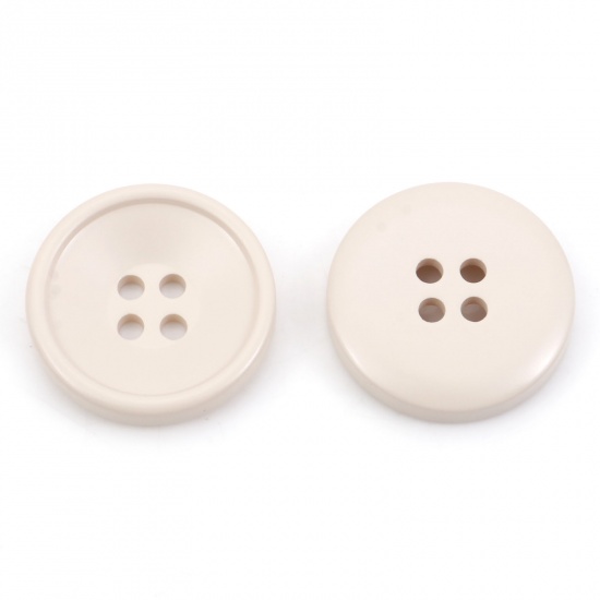 Picture of Resin Sewing Buttons Scrapbooking 4 Holes Round Creamy-White 30mm Dia, 10 PCs