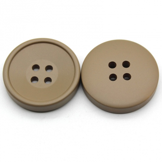 Picture of Resin Sewing Buttons Scrapbooking 4 Holes Round Beige 21mm Dia, 10 PCs