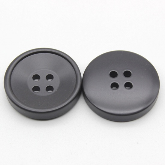 Picture of Resin Sewing Buttons Scrapbooking 4 Holes Round Dark Gray 21mm Dia, 10 PCs