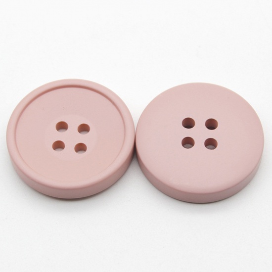 Picture of Resin Sewing Buttons Scrapbooking 4 Holes Round Light Pink 21mm Dia, 10 PCs