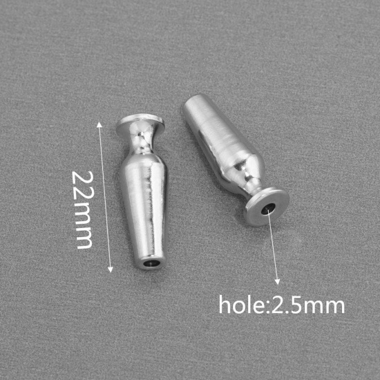 Immagine di 304 Acciaio Inossidabile Perline Bicchiere da vino Tono Argento 22mm x 7mm, Buco: Circa 2.5mm, 2 Pz