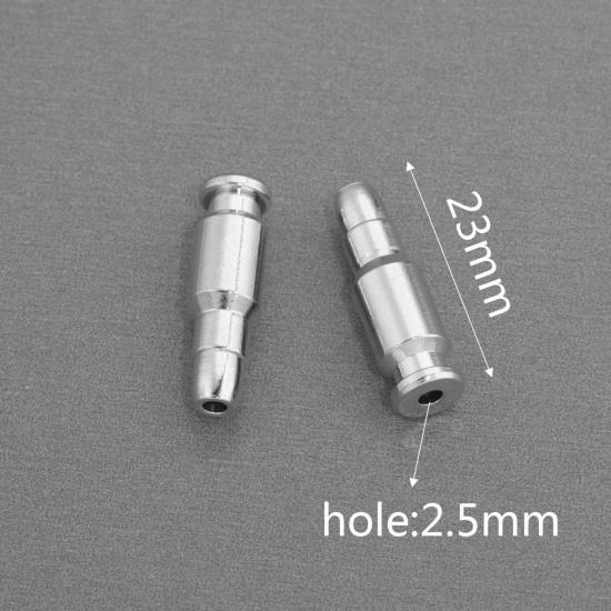 Immagine di 304 Acciaio Inossidabile Perline Pallottola Tono Argento 23mm x 7mm, Buco: Circa 2.5mm, 2 Pz