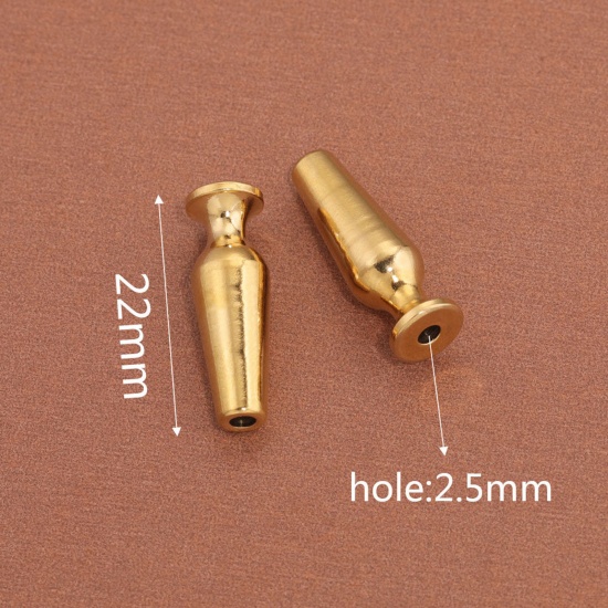 Immagine di 304 Acciaio Inossidabile Perline per la Creazione di Gioielli con Ciondoli Fai-da-te Bicchiere da vino Placcato Oro 18K 22mm x 7mm, Buco: Circa 2.5mm, 2 Pz