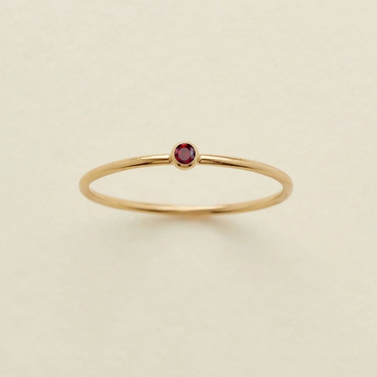 Bild von 316 Edelstahl Uneinstellbar Ring 14K echt Vergoldet Rund Rot Strass 17.3mm（US Größe:7), 1 Stück