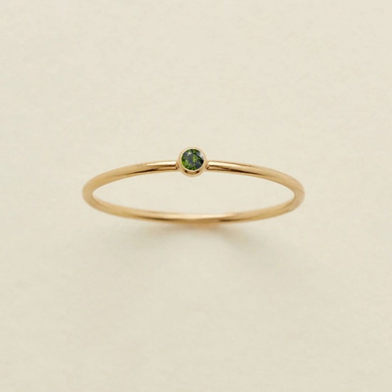 Bild von 316 Edelstahl Uneinstellbar Ring 14K echt Vergoldet Rund Hellgrün Strass 17.3mm（US Größe:7), 1 Stück
