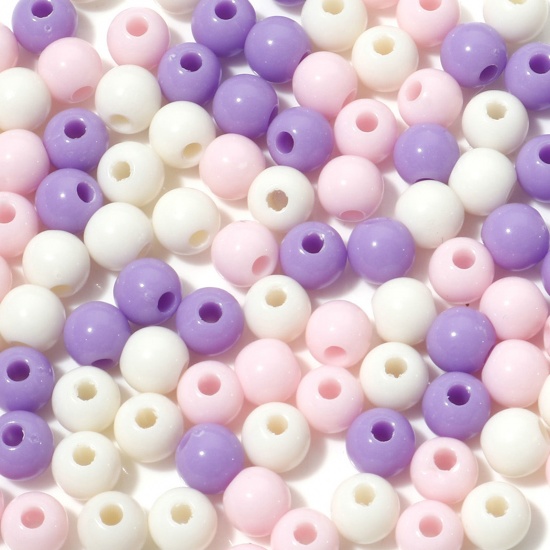 Picture of Acrylic Beads At Random Color Mixed Round About 6mm Dia., Hole: Approx 1.6mm, 1 Packet (Approx 100 PCs/Packet)