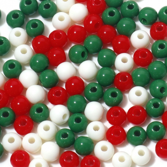 Picture of Acrylic Christmas Beads At Random Color Mixed Round About 6mm Dia., Hole: Approx 1.6mm, 1 Packet (Approx 100 PCs/Packet)