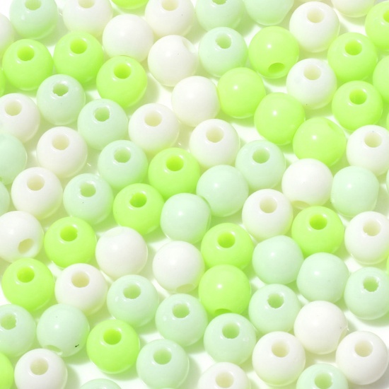 アクリル ビーズ 緑 ランダムな色 円形 約 6mm 直径、 穴：約 1.6mm、 1 パック (約 100 個 パック) の画像