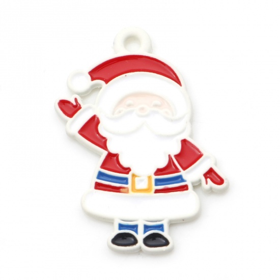 Immagine di Lega di Zinco Natale Charms Babbo Natale Multicolore Pittura 25mm x 19mm , 5 Pz