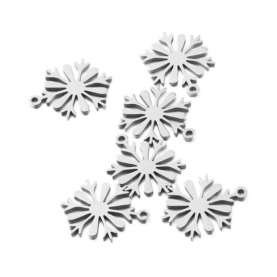Immagine di 304 Acciaio Inossidabile Charms Natale Fiocco di Neve Tono Argento 17mm x 13mm, 2 Pz