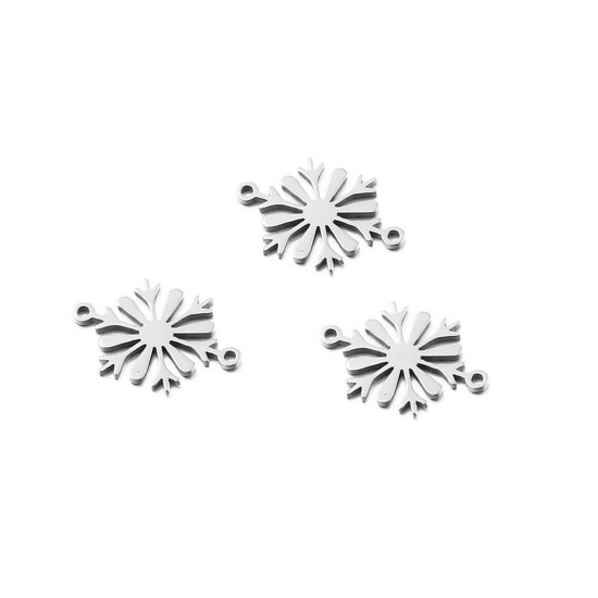 Immagine di 304 Acciaio Inossidabile Charms Natale Fiocco di Neve Tono Argento 20mm x 13mm, 2 Pz