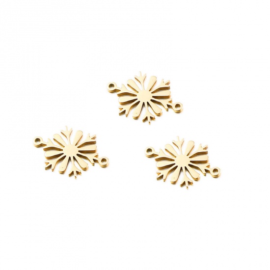 Immagine di 304 Acciaio Inossidabile Charms Natale Fiocco di Neve Oro Placcato 20mm x 13mm, 2 Pz