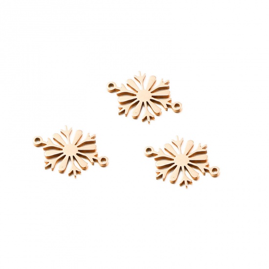 Immagine di 304 Acciaio Inossidabile Charms Natale Fiocco di Neve Oro Rosa 20mm x 13mm, 2 Pz