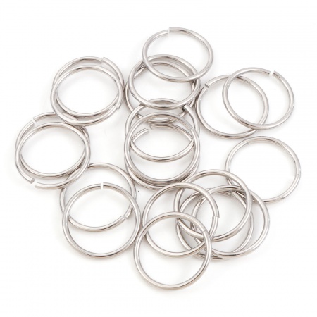 2mm 304 Stainless Steel Open Jump Rings Findings Round Silver Tone 25mm Dia., 20 PCs