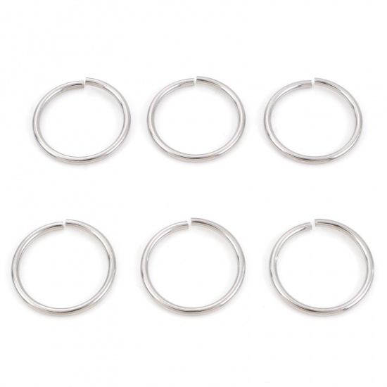 Picture of 2mm 304 Stainless Steel Open Jump Rings Findings Round Silver Tone 25mm Dia., 20 PCs