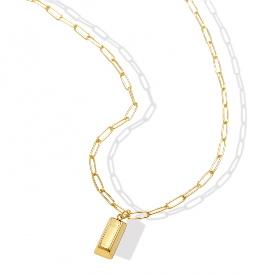 Picture of 304 Stainless Steel Stylish Paperclip Chain Necklace Gold Plated Rectangle 45cm(17 6/8") long, 1 Piece