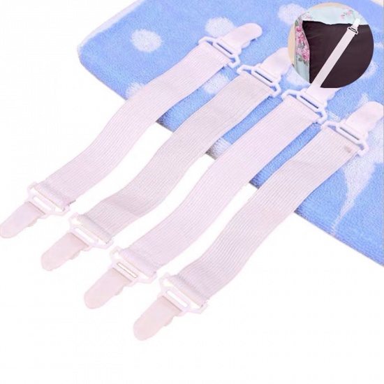 Picture of Fixing Clip Non-Slip Elastische Band Bed Sheet Buckle Holder White Elastic 24.3cm, 1 Packet ( 4 PCs/Set)