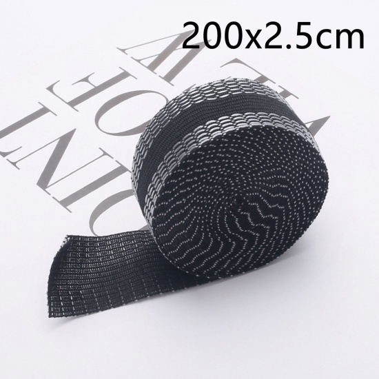 Picture of Polyester Pants Hemming Shortening Iron On Webbing Self-Adhesive Tape DIY Household Sewing Supplies Black 200cm x 2.5cm, 1 Packet