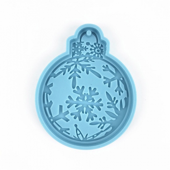 Imagen de Silicona Navidad Molde Ronda Copos de Nieve Azul 9.3cm x 7.5cm, 1 Unidad