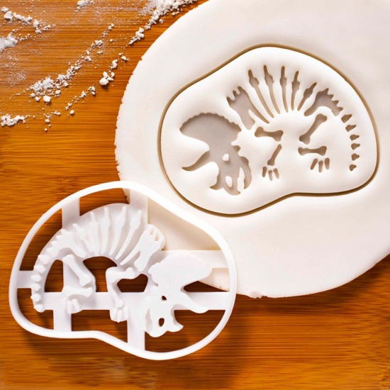Picture of Plastic Modeling Clay Tools Baked Biscuit Mold Cutter White Dinosaur Animal 10.4cm x 7.8cm, 1 Piece