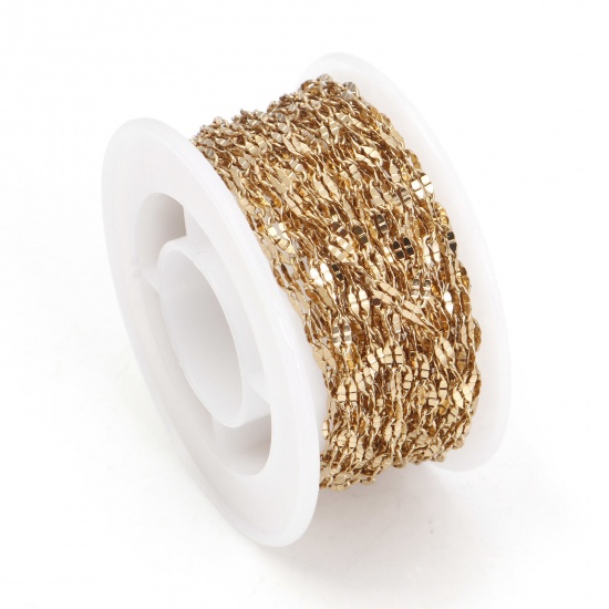 Picture of 304 Stainless Steel Lips Chain Gold Plated 4.6x2.3mm, 1 Roll (Approx 5 M/Roll)