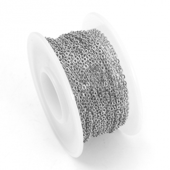 Picture of 304 Stainless Steel Link Cable Chain Silver Tone 2x1.6mm, 1 Roll (Approx 5 M/Roll)