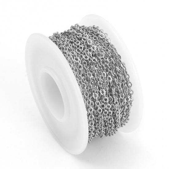 Picture of 304 Stainless Steel Link Cable Chain Silver Tone 2.7x2.2mm, 1 Roll (Approx 5 M/Roll)