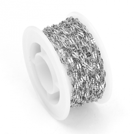 Picture of 304 Stainless Steel Lips Chain Silver Tone 4.6x2.3mm, 1 Roll (Approx 5 M/Roll)