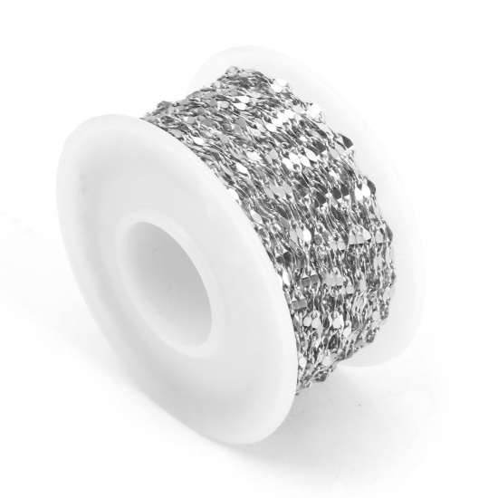 Picture of 304 Stainless Steel Lips Chain Silver Tone 4.6x2.3mm, 1 Roll (Approx 5 M/Roll)
