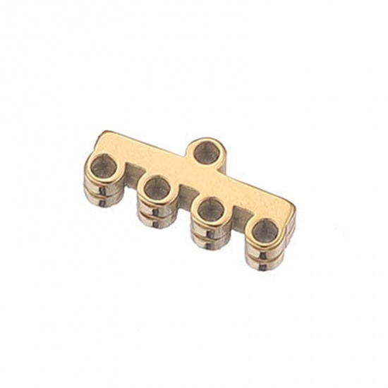 Picture of 5 PCs 304 Stainless Steel Connectors Charms Pendants 18K Gold Color Sticks 11mm x 3mm