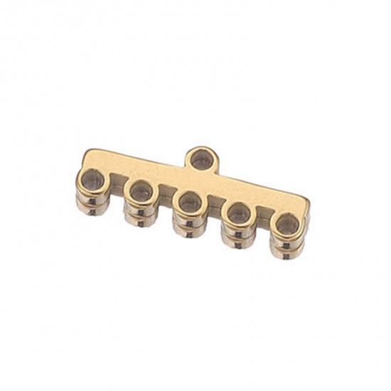 Picture of 5 PCs 304 Stainless Steel Connectors Charms Pendants 18K Gold Color Sticks 13mm x 3mm