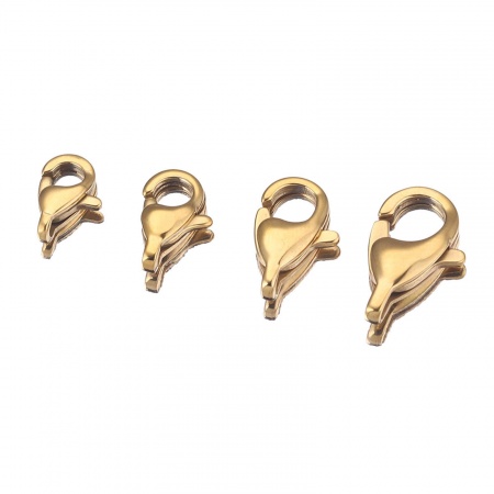 Immagine di 2 Pz 304 Acciaio Inossidabile Fibbia Aragosta Placcato Oro 18K Lucidato 9mm x 6mm