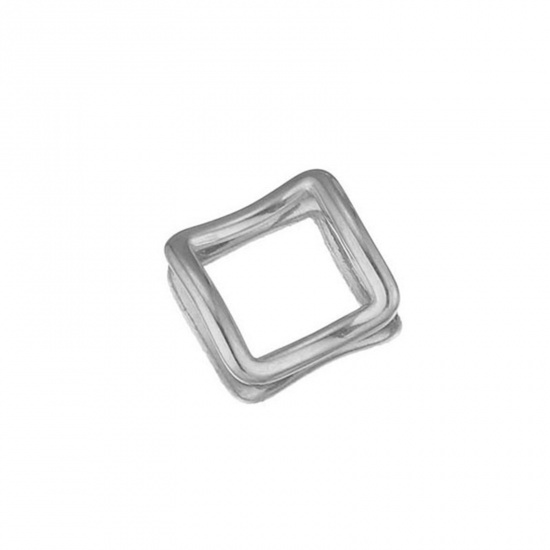 Picture of 304 Stainless Steel Charms Silver Tone Square Twisted 12mm Dia., 5 PCs