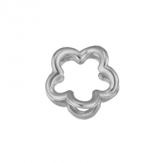 Picture of 304 Stainless Steel Charms Silver Tone Flower Twisted 15mm Dia., 5 PCs