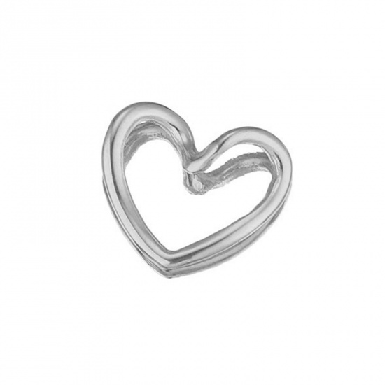 Picture of 304 Stainless Steel Charms Silver Tone Heart Twisted 15mm Dia., 17mm, 5 PCs