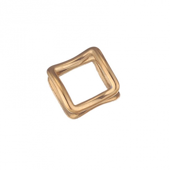 Picture of 5 PCs 304 Stainless Steel Charms 18K Gold Plated Square Twisted 12mm Dia.