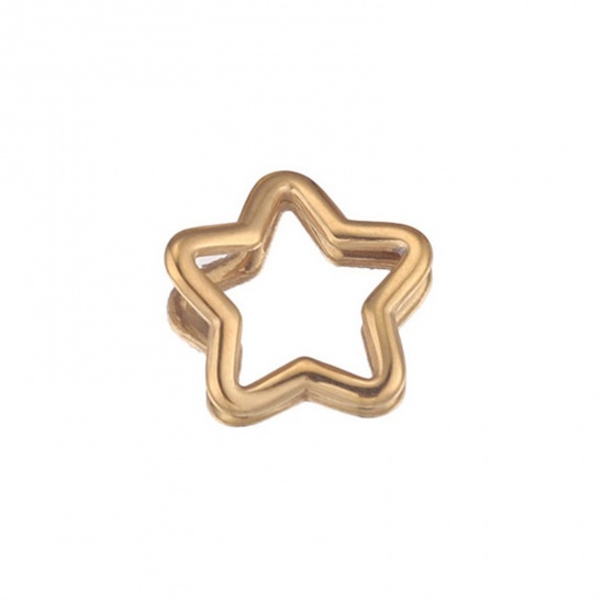 Picture of 5 PCs 304 Stainless Steel Charms 18K Gold Plated Pentagram Star Twisted 15mm Dia.