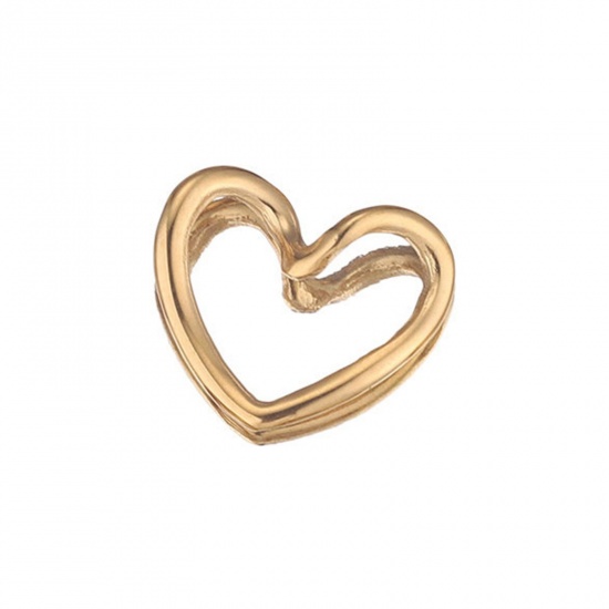 Picture of 5 PCs 304 Stainless Steel Charms 18K Gold Plated Heart Twisted 15mm Dia., 17mm