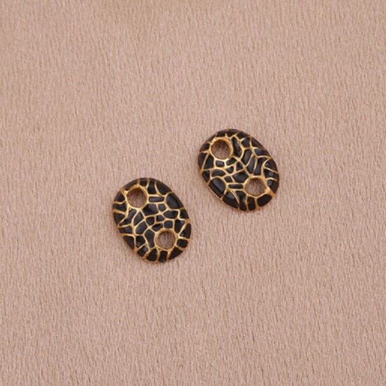 Immagine di 304 Acciaio Inossidabile Connettore Naso di Maiale Oro Placcato Nero Smalto 11.5mm x 16.5mm, 1 Pz