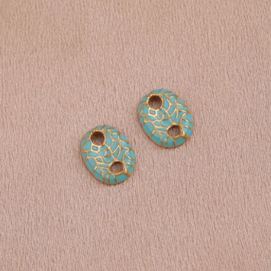 Immagine di 304 Acciaio Inossidabile Connettore Naso di Maiale Oro Placcato Blu Smalto 11.5mm x 16.5mm, 1 Pz