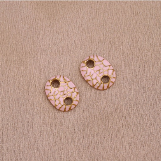 Immagine di 304 Acciaio Inossidabile Connettore Naso di Maiale Oro Placcato Rosa Smalto 11.5mm x 16.5mm, 1 Pz