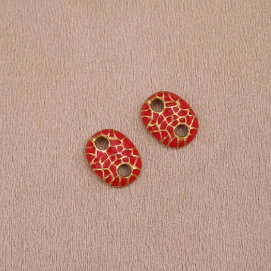 Immagine di 304 Acciaio Inossidabile Connettore Naso di Maiale Oro Placcato Rosso Smalto 11.5mm x 16.5mm, 1 Pz
