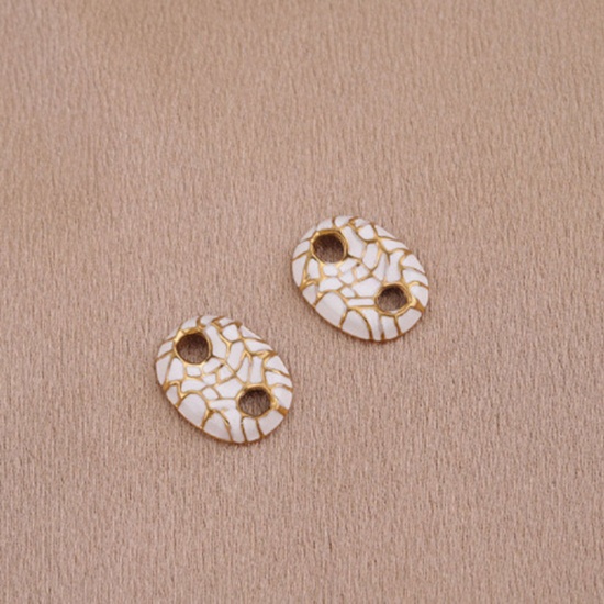 Immagine di 304 Acciaio Inossidabile Connettore Naso di Maiale Oro Placcato Bianco Smalto 11.5mm x 16.5mm, 1 Pz