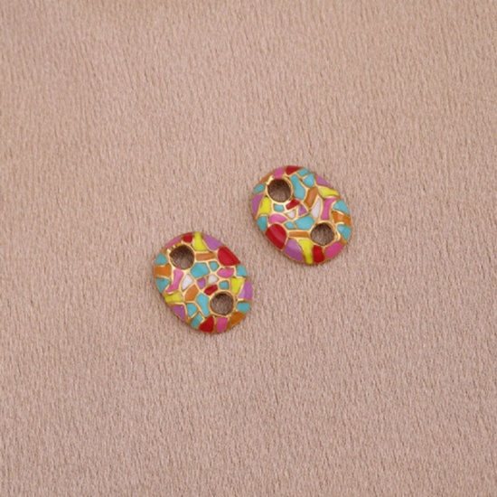Immagine di 304 Acciaio Inossidabile Connettore Naso di Maiale Oro Placcato Multicolore Smalto 11.5mm x 16.5mm, 1 Pz