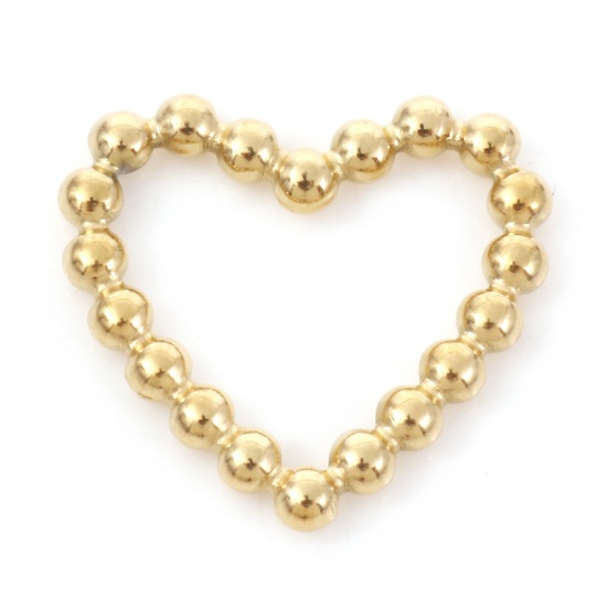 Picture of 1 Piece Vacuum Plating 304 Stainless Steel Charms Gold Plated Ball Heart 22mm x 20mm